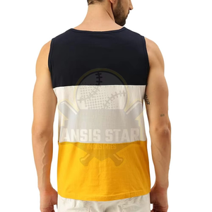 Débardeur sans manches pour homme, col rond, tricoté, imprimé par sublimation, respirant, décontracté, design jaune, blanc, noir - Product Image 2