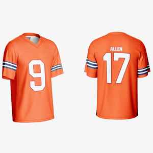 เสื้อฟุตบอลอเมริกันคุณภาพสูงขายส่ง โพลีเอสเตอร์ 100% แบบสั้น สกรีนชื่อทีม พิมพ์ตัวอักษรทีม ระบายอากาศ แห้งเร็ว - Product Image 5