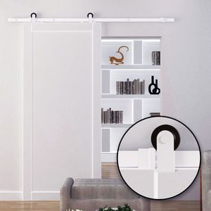 Kit di Montaggio per Porta Scorrevole Rustica da 6 Piedi, Bianco Impermeabile Decorativo per Soggiorno e Hotel, in Legno Massello e Polimero - Product Image 5