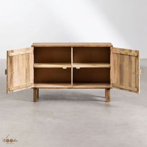 Carved Mango Wood <b>Sideboard</b> Wooden Cabinet Brown Buffet <b>Storage</b> Console for Living Room Bedroom Home Office - Product Image 3