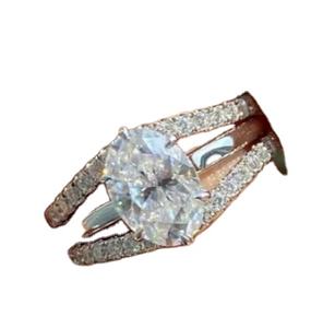 Anillo de diamante de moissanita de Plata de Ley 925, anillo de boda de moissanita de corte ovalado y otras joyas de diamantes - Product Image 2