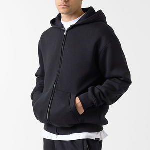 Conjunto deportivo unisex de dos piezas con sudadera con capucha y cremallera de algodón grueso de 445 g/m² y pantalones de chándal de felpa francesa con logotipo personalizado - Product Image 3