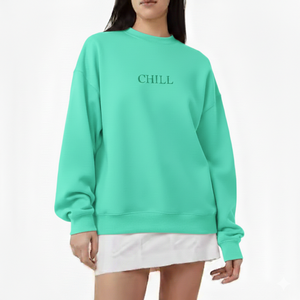 Sudadera de cuello alto oversize para mujer 2026, de forro polar liso con bordado, jersey de invierno de ajuste holgado, top informal con logo frontal para uso diario. - Product Image 6
