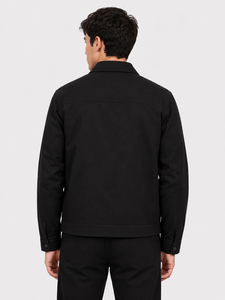 Veste décontractée noire haut de gamme pour homme, entièrement zippée, en sergé de coton respirant, légère, avec fermeture éclair frontale élégante - Product Image 3