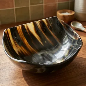 Bol en corne de buffle, artisanal, poli, corne naturelle, bol de service, vaisselle artisanale décorative pour la maison, la cuisine, la salle à manger, le restaurant - Product Image 6