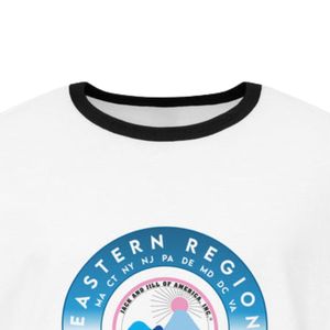เสื้อยืดคอกลมสไตล์เรโทรสำหรับทุกเพศทุกวัย รุ่นอีสเทิร์น รีเจียน ที ชิร์ต สีขาวดำ แต่งขอบตัดกัน ใส่สบายทุกวัน - Product Image 3