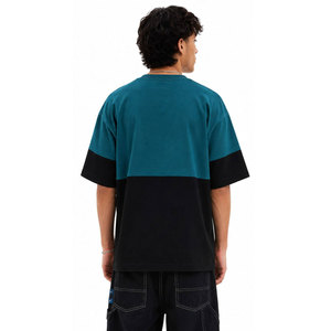 Camiseta Urbana Glam con Bloques de Color, Oversize, Manga Corta, Cuello Redondo, para Hombre, Informal, de Algodón, con Relieve - Product Image 3