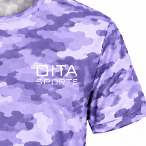 Lavender Camo T <b>Shirt</b> Men Short Sleeve Crew Neck <b>Camouflage</b> Printed Athletic Training Fitness Running Performance Sportswear - Product Image 4