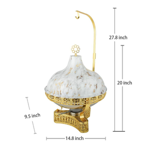 ถาดอุ่นอาหารเคลือบทองคำขาว/ทอง ดีไซน์ทันสมัย โดดเด่น สวยงาม พร้อมฝาปิด - Product Image 6