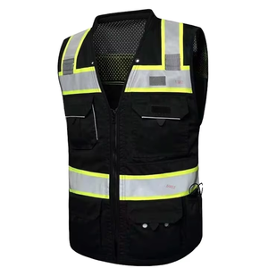 Uniforme de Trabajo Térmico Transpirable de Algodón y Poliéster, Talla Grande, Personalizado, con Chaleco de Seguridad Reflectante Negro y Bolsillos con Logotipo de la Empresa - Product Image 4