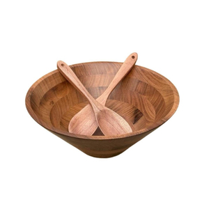 Ensemble de saladiers en bambou de qualité supérieure, écologiques, en bois d'acacia naturel, ronds, pour servir et mélanger, pour la cuisine à domicile - Product Image 4