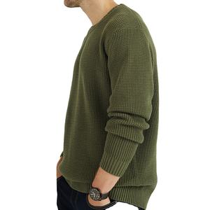 เสื้อสเวตเตอร์คอตตอนคอกลมของผู้ชายเสื้อคอกลมผ้าคอตตอนผสมขนาดใหญ่ออกแบบได้ตามต้องการรูปแบบสีพื้นแบบใหม่ - Product Image 5