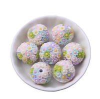 20MM 100 buah bunga Resin warna-warni manik-manik bola berlian imitasi untuk anak-anak manik-manik manik-manik gelang kalung Chunky perhiasan gantungan kunci