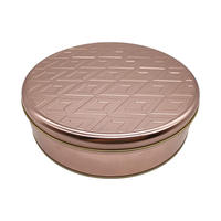 Boîte en métal ronde en stock, boîte en métal personnalisée avec gaufrage, boîte de rangement pour biscuits, conteneur en métal avec couvercle
