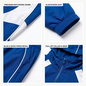 Conjunto de Chándal Retro de Nylon con Parches al por Mayor, Chaqueta y Pantalones Anchos Apilados para Hombre, Talla XS, con Logotipo Personalizado, Opción OEM - Product Image 4