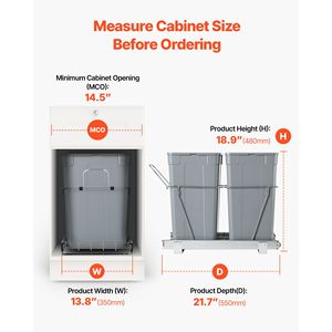 Cestino per Rifiuti a Doppio Scomparto da 35 QT X2 per Mobili da Cucina, con Sensore, Capacità 12L, Contenitore per Riciclaggio in Materiale PP - Product Image 4