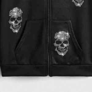 Sweat-shirts à fermeture éclair personnalisés avec strass, 100% coton, haute qualité, vêtements de sport d'hiver pour hommes, service OEM Pakistan - Product Image 6