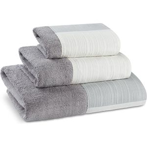 Set di Asciugamani da Bagno Grigi di Lusso Moderno, 3 Pezzi, Design Elegante Linea Moderna - Product Image 1
