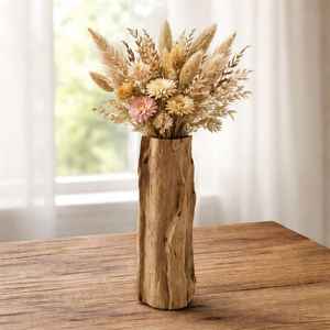 Vase de sol rustique en bois naturel et bambou, fait main, écologique, pour décoration de mariage - Product Image 4