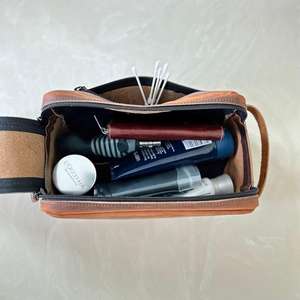 Bolsa de Viaje de Cuero Genuino de Lujo, Diseño Vintage, Cierre de Cremallera, Asa de Transporte, Gran Capacidad, para Cosméticos - Product Image 4