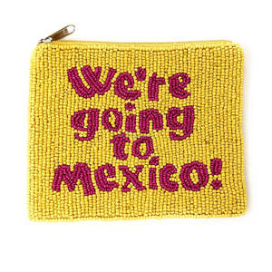 Handmade Beaded Coin Purse We Re Going Mexico Text Zipper Clutch Custom Embroidery Pouch Unisex Gift Vacation Style Portable - Product Image 2
