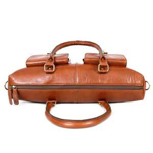 Maletín Zolo de Cuero Genuino con Cierre de Cremallera, Diseño Duradero, Color Marrón, Forro de Poliéster, Lujoso y Moderno - Product Image 2