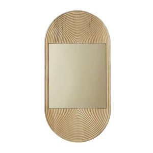 Espejo de marco de madera en forma de cápsula Premium, espejo de pared tallado minimalista para decoración rústica moderna o escandinava, espejo elegante - Product Image 1