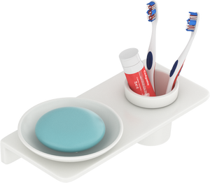 Double porte-savon mural en verre à double niveau, plateau à savon carré à deux étages en verre et métal, support robuste - Product Image 2