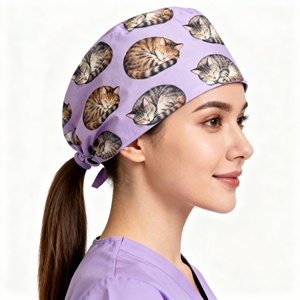 Cappelli da Lavoro Regolabili per Uniformi Mediche da Donna con Bottone e Fascia Elastica Antisudore, in Tessuto Intrecciato - Product Image 2
