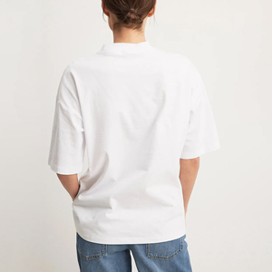 White Crew Neck Women's T-Shirt Spandex Slim Fit Short Sleeve Breathable Casual Summer Wear - Product Image 2