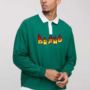 เสื้อโปโลชาย แขนยาว คอกลม ผ้าฝ้าย 100% ทรงหลวม พิมพ์ลายดิจิตอล รับสกรีนโลโก้ ขายดี - Product Image 4