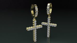 Boucles d'oreilles créoles croisées de luxe serties de moissanite pour hommes et femmes, en argent sterling 925, plaqué rhodium, style hip-hop - Product Image 2
