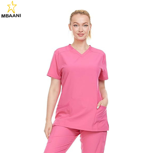 ชุดสครับแพทย์คอวีสำหรับผู้หญิง ผ้าสเตรช 4 ทิศทาง - นุ่ม ระบายอากาศได้ดี และทรงพอดีตัวแบบมืออาชีพ - Product Image 1