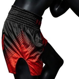 Shorts de Muay Thai Fairtex Rouge Noir Impression par Sublimation Équipement d'Entraînement MMA Kickboxing pour Hommes Polyester Respirant Taille Adulte - Product Image 5