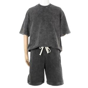 Shorts en coton de qualité avec logo personnalisé, vente en gros de shorts de survêtement vieillis, shorts délavés vintage noirs pour hommes - Product Image 6