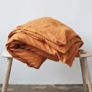 Linen Flat <b>Sheet</b> Solid Color Breathable Plain Dyed Home Use All Season Adult Size Bedding Sets - Product Image 2