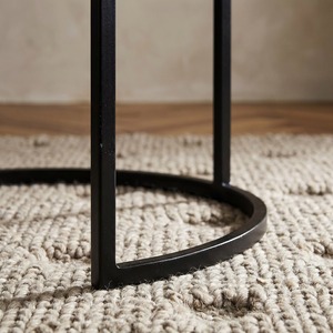 Brushed Metal Modern Nesting Coffee <b>Tables</b> With <b>Marble</b> Top Contemporary Living Room Furniture - Product Image 2