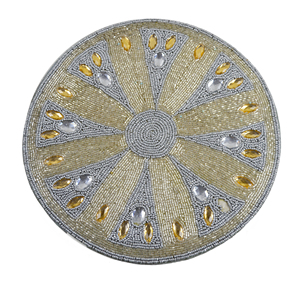 Festive Design Elegant <b>Rounded</b> Beaded Placement Shiny Beads Handmade Design Home Decor Coaster Mat and Pads - Product Image 1