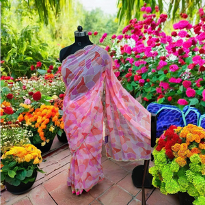 Tie & Dye Chiffon Saree Tissu en soie premium à la mode et élégant - Product Image 2