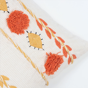 Hand Tufted Texture Boho Yellow and Orange Tassel Cushion Cover Handmade Decorative <b>Pillow</b> <b>Case</b> for Sofa Bedroom Living Room - Product Image 5