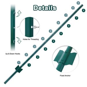 Heavy Duty Metal Fence Post U Channel 5Feet 5Pack Steel Garden <b>Wire</b> Fence Corner Durable U Post for Fencing <b>Trellis</b> & Gates - Product Image 2