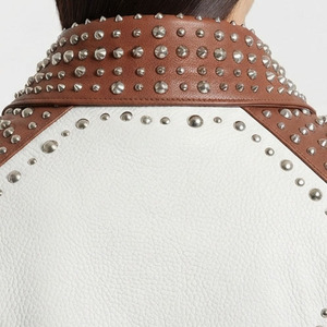 Women Leather <b>Biker</b> <b>Jacket</b> With Studded Ladies Leather Studded Slim Fit <b>Biker</b> <b>Jacket</b> Female Zip-Up Leather Studded <b>Jackets</b> - Product Image 5