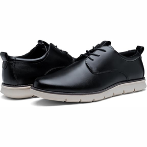 Zapatos Oxford de Cuero Genuino Negro para Hombre, con Punta Puntiaguda, Cordones, Aumento de Altura, Antideslizantes, Suela de Goma Acolchada, para Todas las Temporadas - Product Image 3