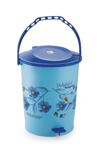 Stylish Plastic Pedal Dustbin with Lid & Carry Handle, Floral Print Waste <b>Basket</b> for <b>Bathroom</b>, Kitchen, Bedroom, Office & Home - Product Image 4