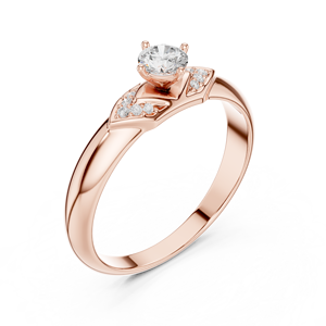 Bague de fiançailles solitaire ronde en or rose de luxe, bague de promesse vintage avec halo pour femme, bijoux de mode - Product Image 4