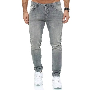 Jeans en denim extensible en coton pour homme, coupe slim personnalisée, pantalon droit décontracté, confortable pour tous les jours - Product Image 1