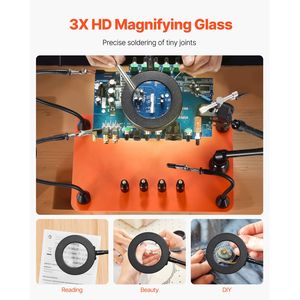 Station de Soudage Magnétique avec Loupe LED et Troisième Main, 4 Supports de PCB et Fonctionnalités d'Air Chaud à 360° - Product Image 2