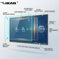 Pantalla Interactiva Táctil de 75 Pulgadas 4K con Sistema Android 15, 40 Puntos Táctiles, Cámara con Seguimiento de Personas por IA, Windows 11, 16G 256G, Venta al por Mayor Directa de Fábrica