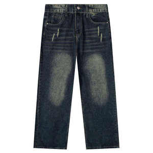 Custom <b>Men</b> Outfit Baggy Fit Dark Blue <b>Jeans</b> Pants <b>Men's</b> <b>Jeans</b> Custom Street High Quality Vintage Washed Heavyweight <b>Jeans</b> <b>Men's</b> - Product Image 1