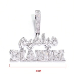 Pendentif personnalisé de luxe pour homme en argent 925 avec diamant de laboratoire et nom arabe, style Iced Out, bijoux de mode - Product Image 6